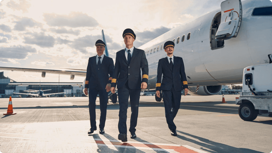 pilots walking out of plane